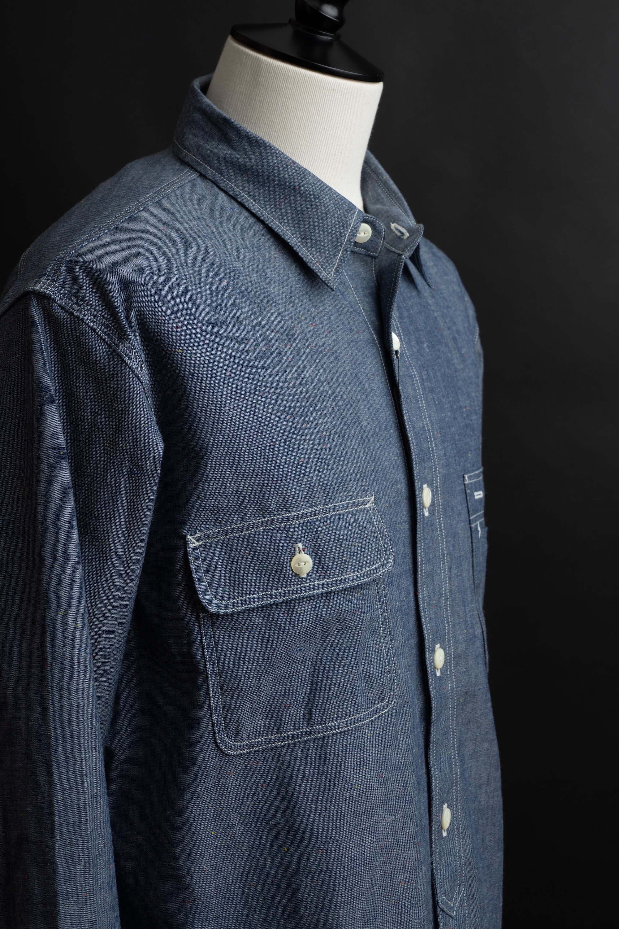 MS004R (01C) Color Nep Selvedge Chambray Shirt