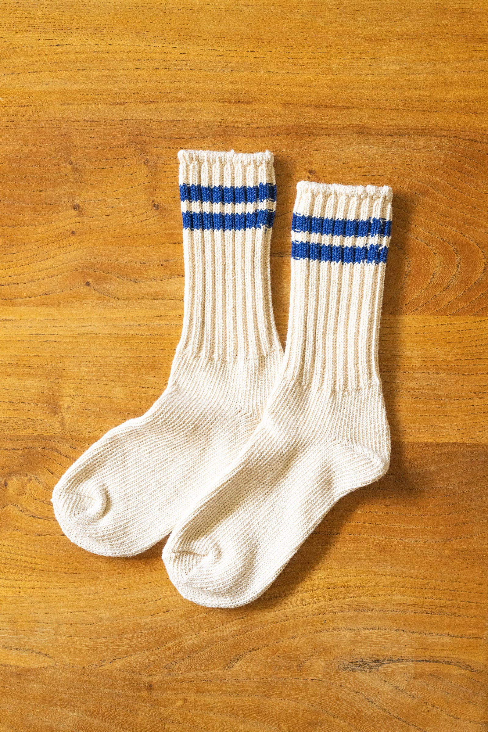 MSX01 (01) Denim Yarn Line Socks – Blue