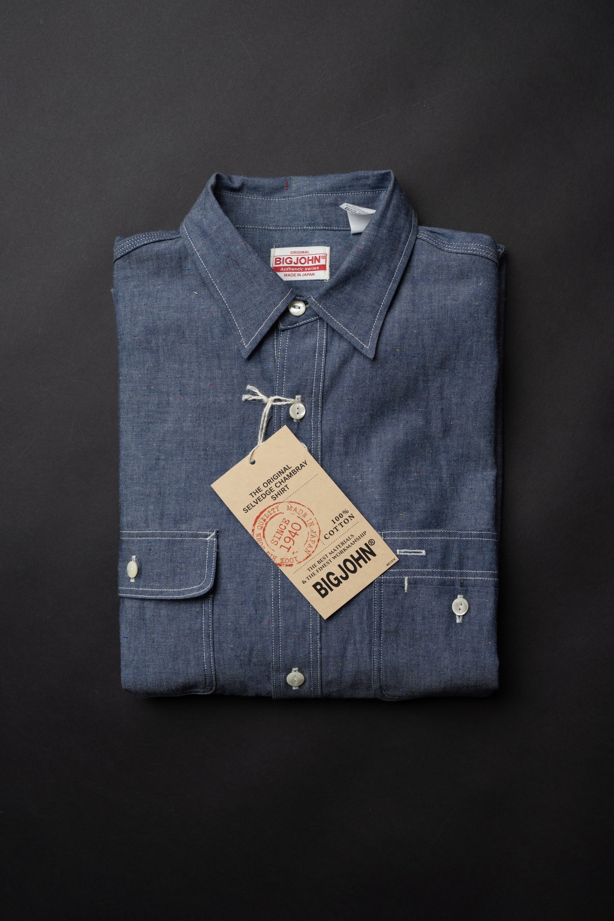 MS004R (01C) Color Nep Selvedge Chambray Shirt – Big-John-Intl