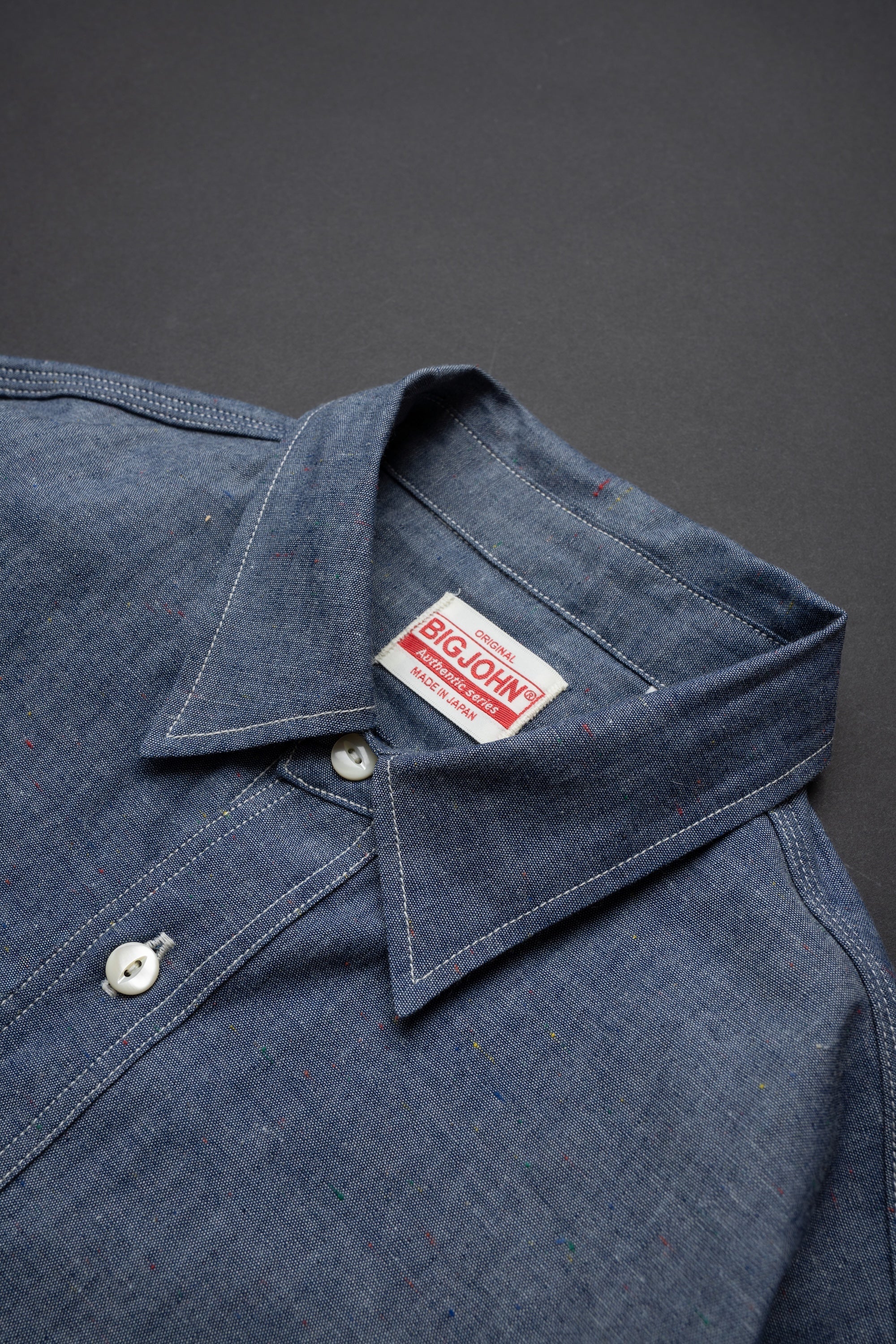 MS004R (01C) Color Nep Selvedge Chambray Shirt – Big-John-Intl MS004R (01C) Color Nep Selvedge Chambray Shirt – Big-John-Intl