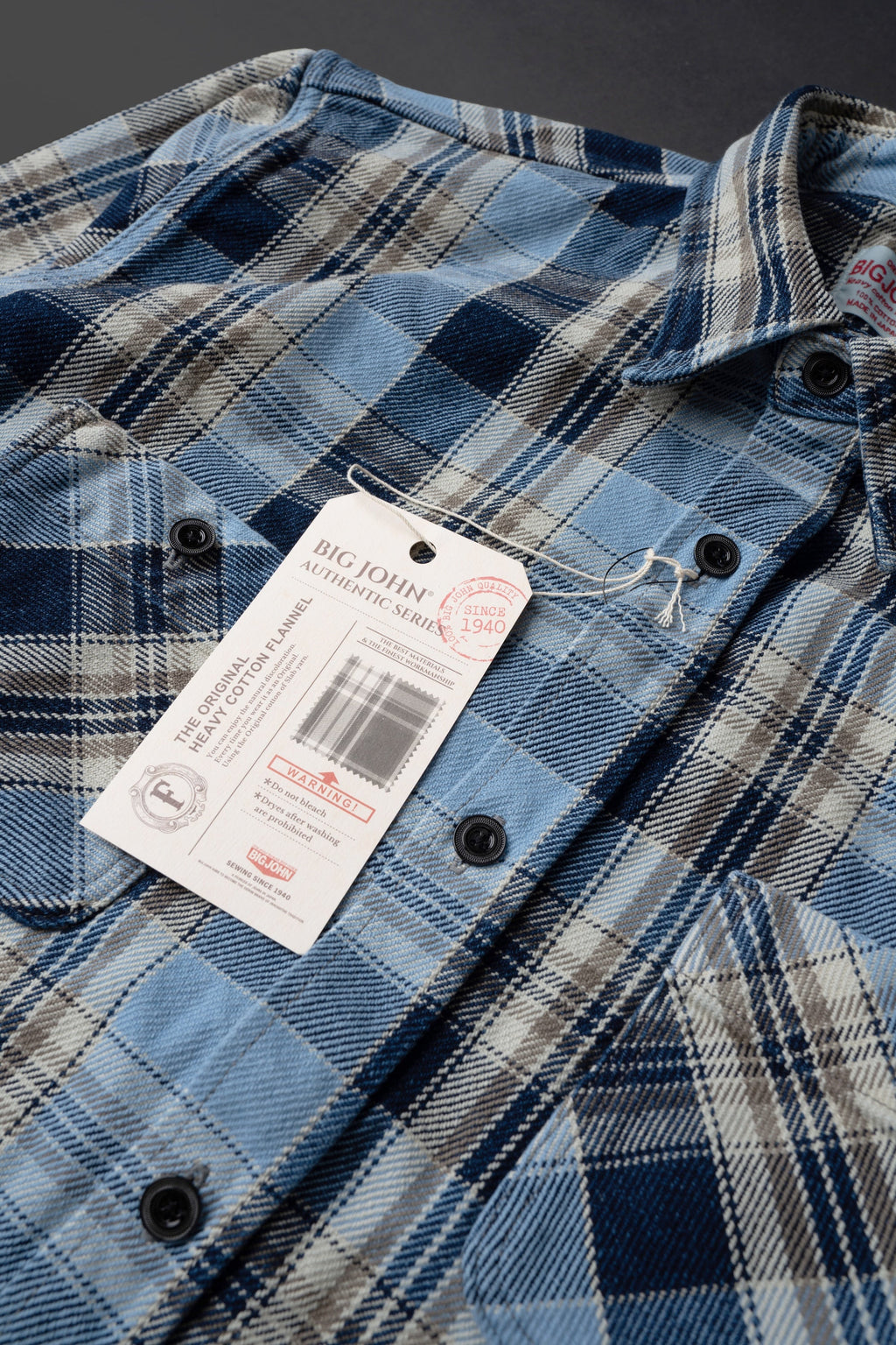 MS001G (BLC)  INDIGO CHECK HEAVY FLANNEL SHIRT
