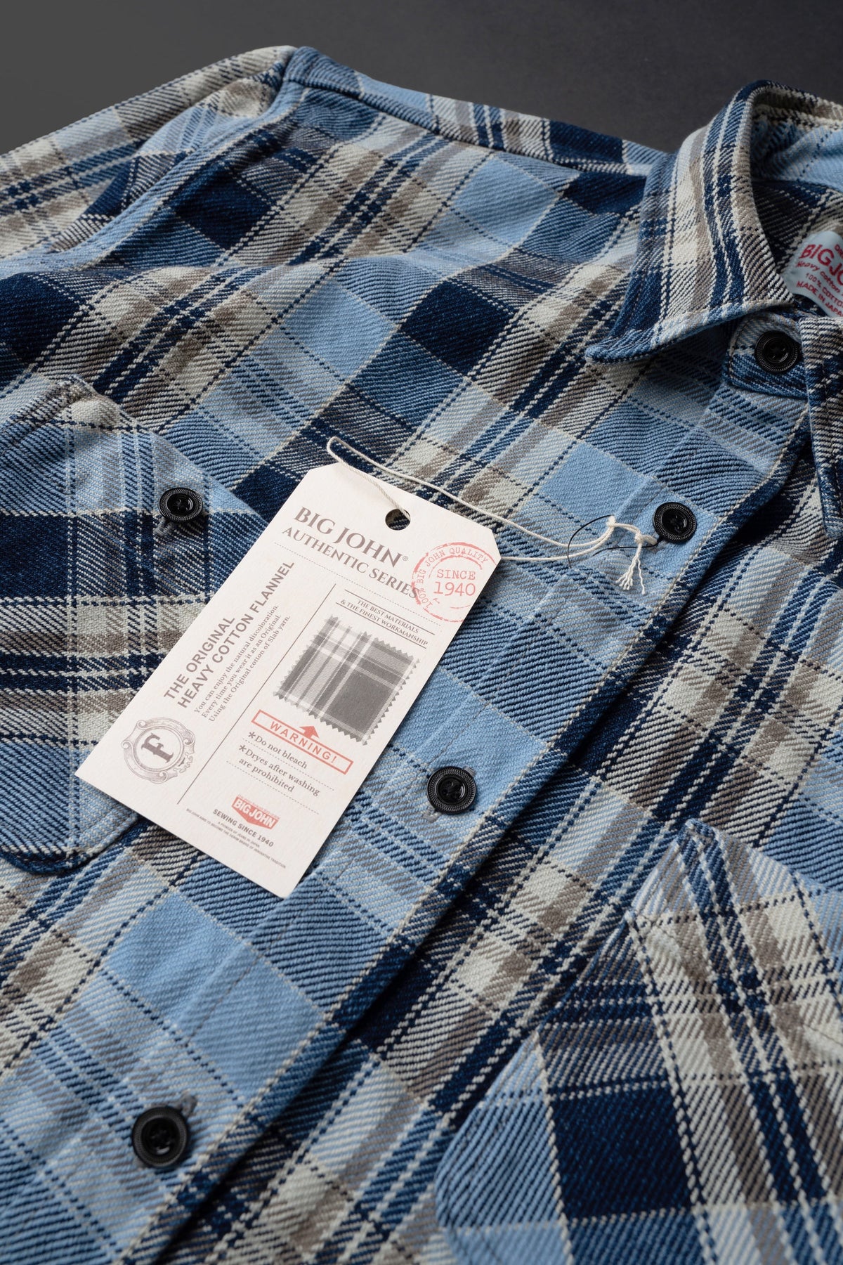 MS001G (BLC)  INDIGO CHECK HEAVY FLANNEL SHIRT