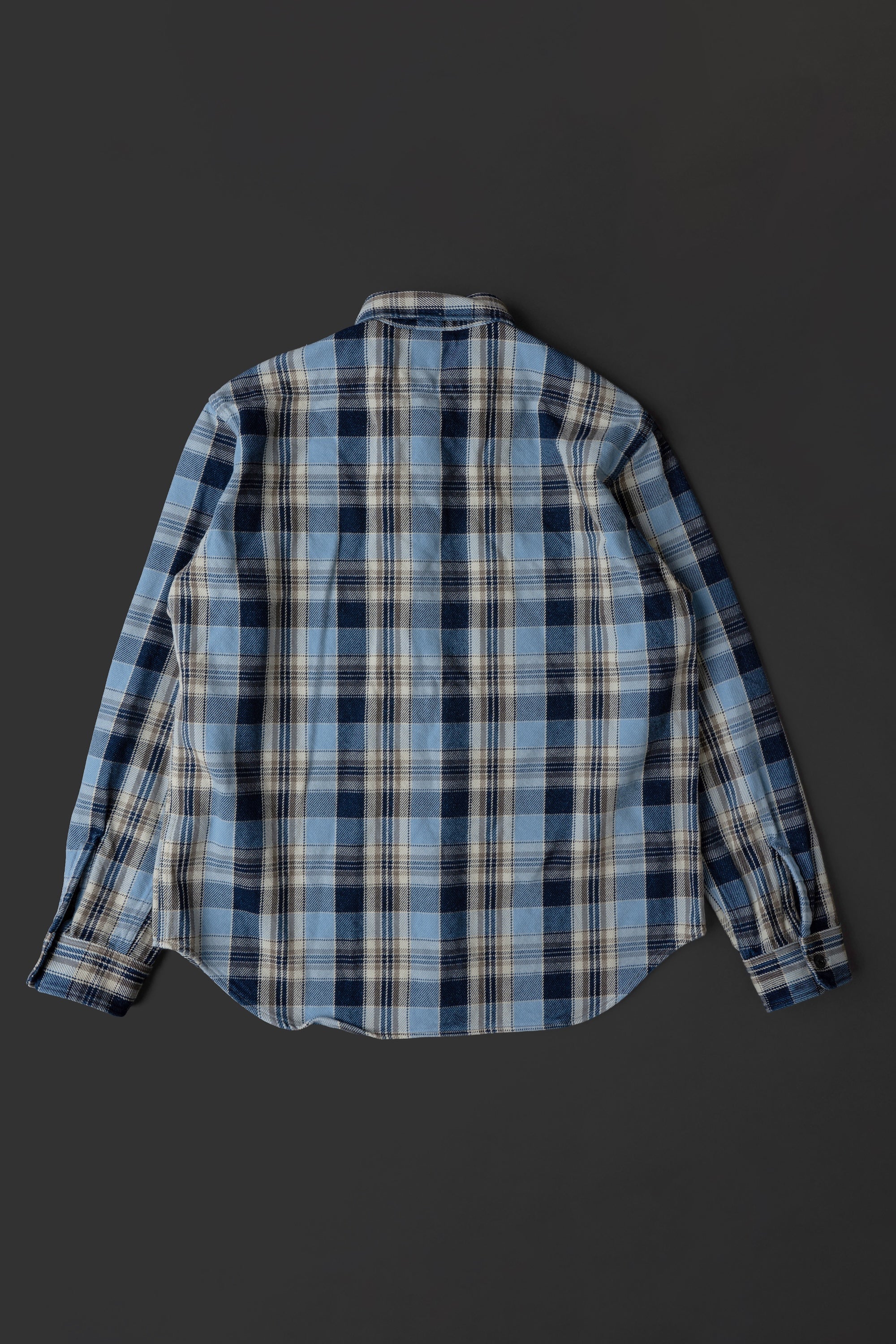 MS001G (BLC)  INDIGO CHECK HEAVY FLANNEL SHIRT