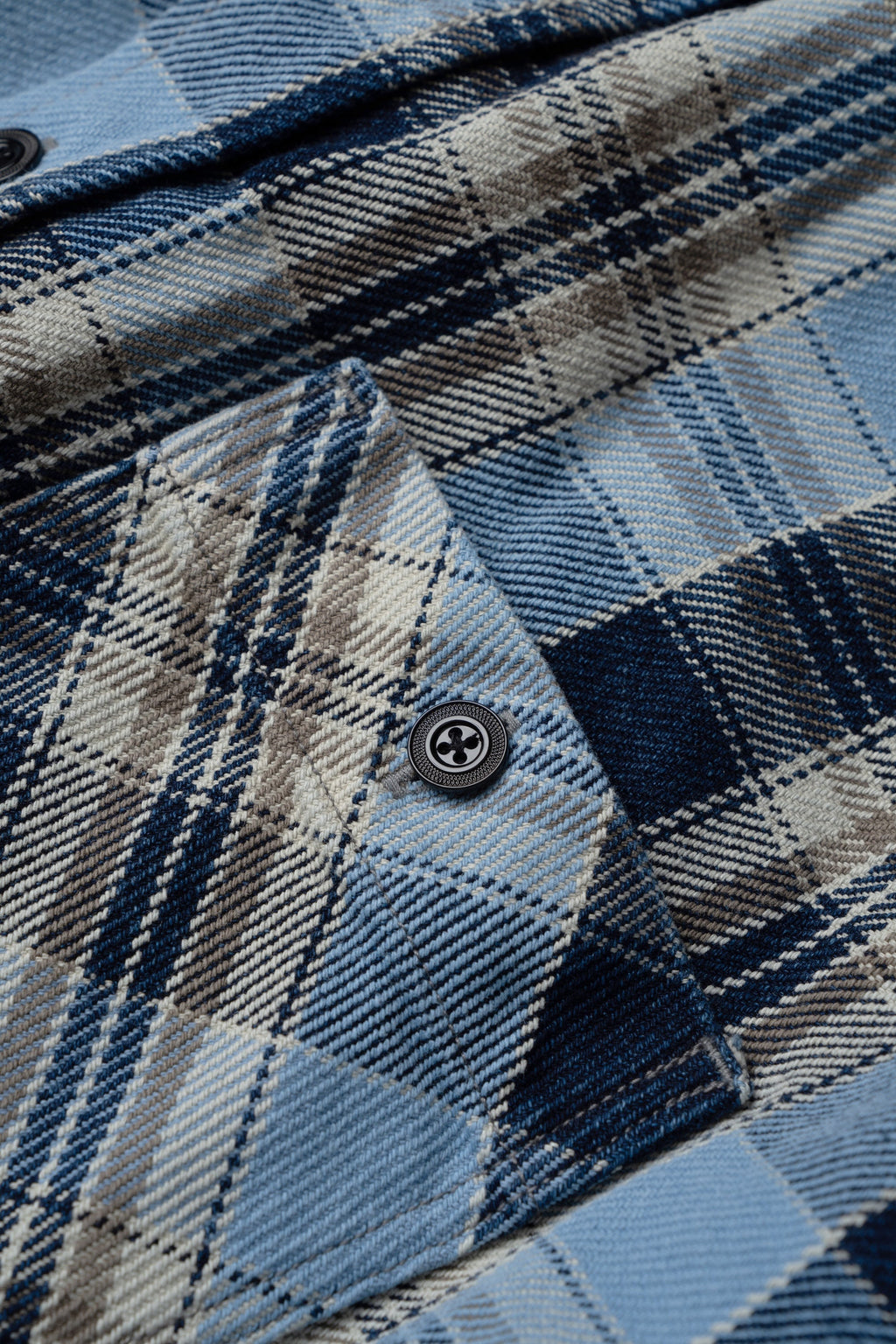 MS001G (BLC)  INDIGO CHECK HEAVY FLANNEL SHIRT