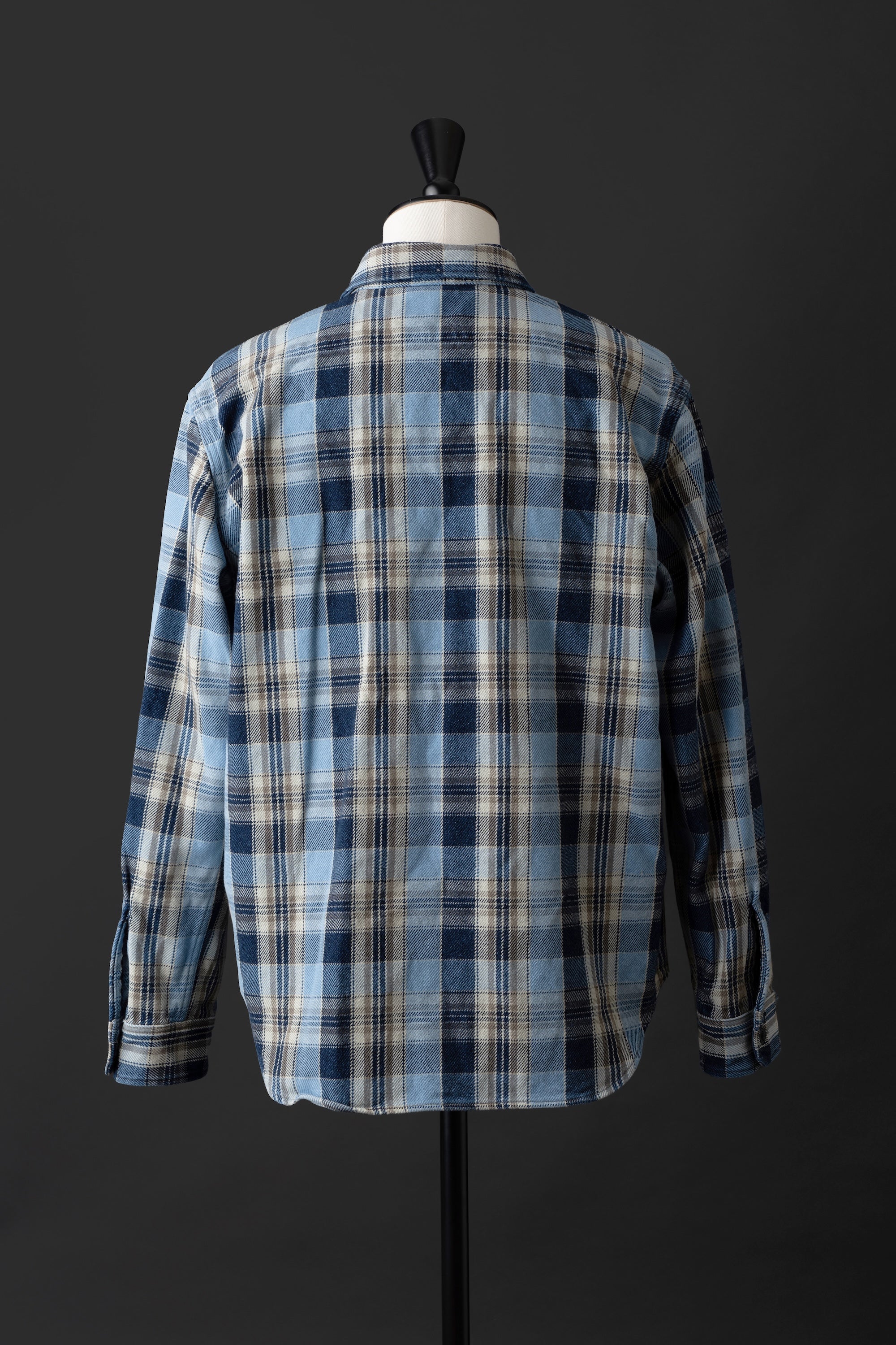 MS001G (BLC)  INDIGO CHECK HEAVY FLANNEL SHIRT