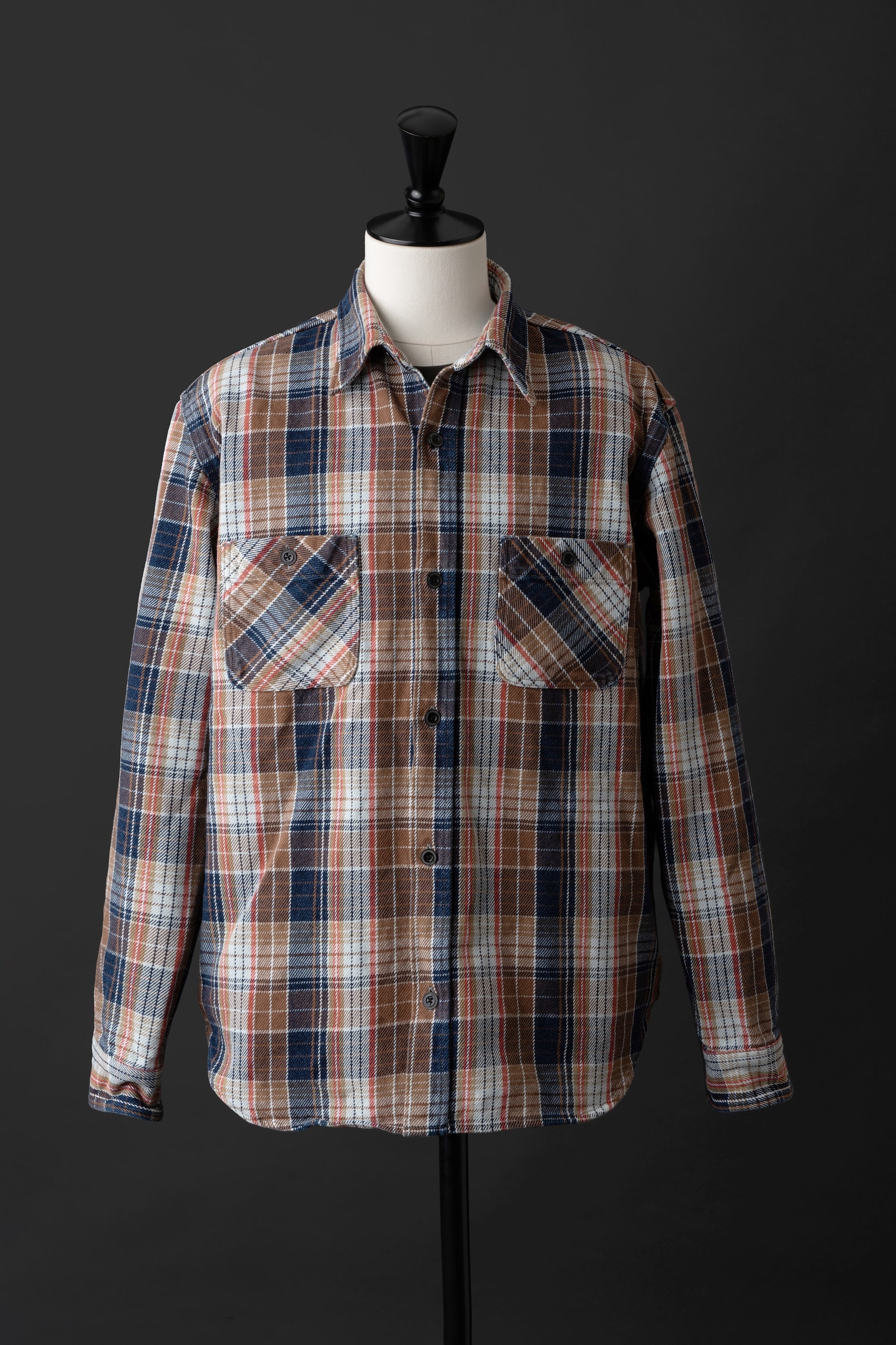 MS001G (REC) INDIGO CHECK HEAVY FLANNEL SHIRT