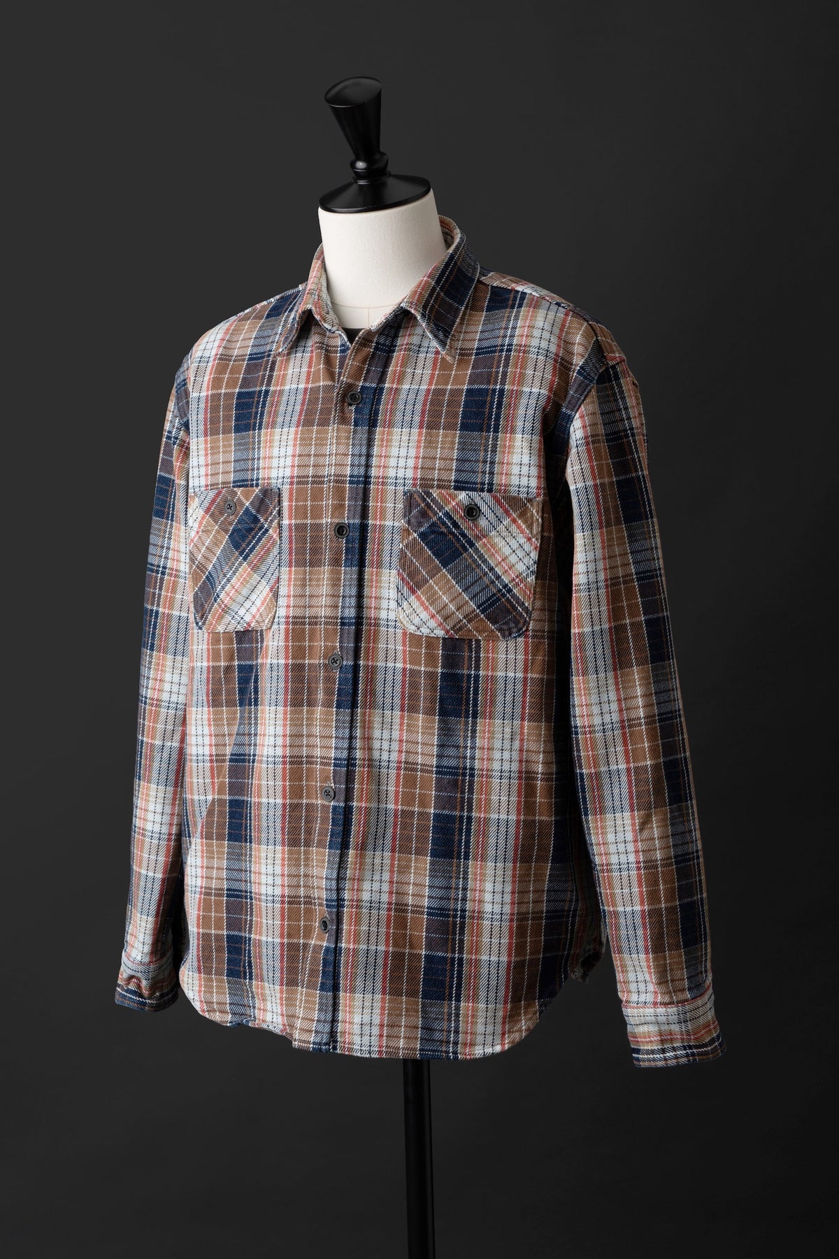 MS001G (REC) INDIGO CHECK HEAVY FLANNEL SHIRT