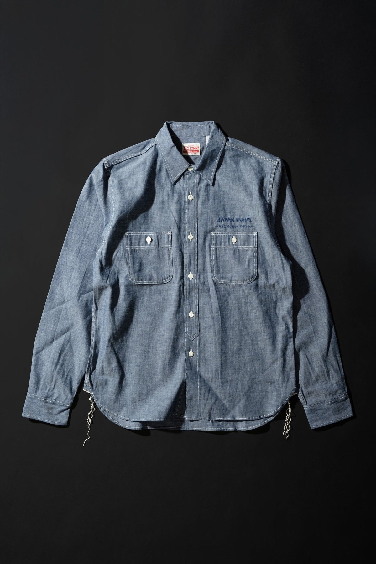 MS003R (01EB) Selvedge Chambray Shirt | Navy Emb
