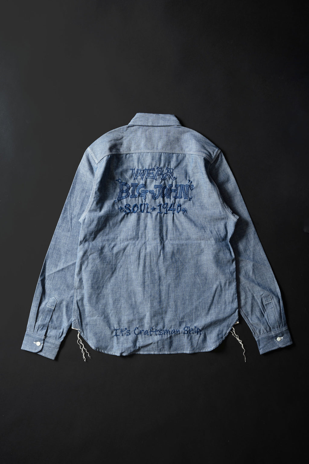 MS003R (01EB) Selvedge Chambray Shirt | Navy Emb