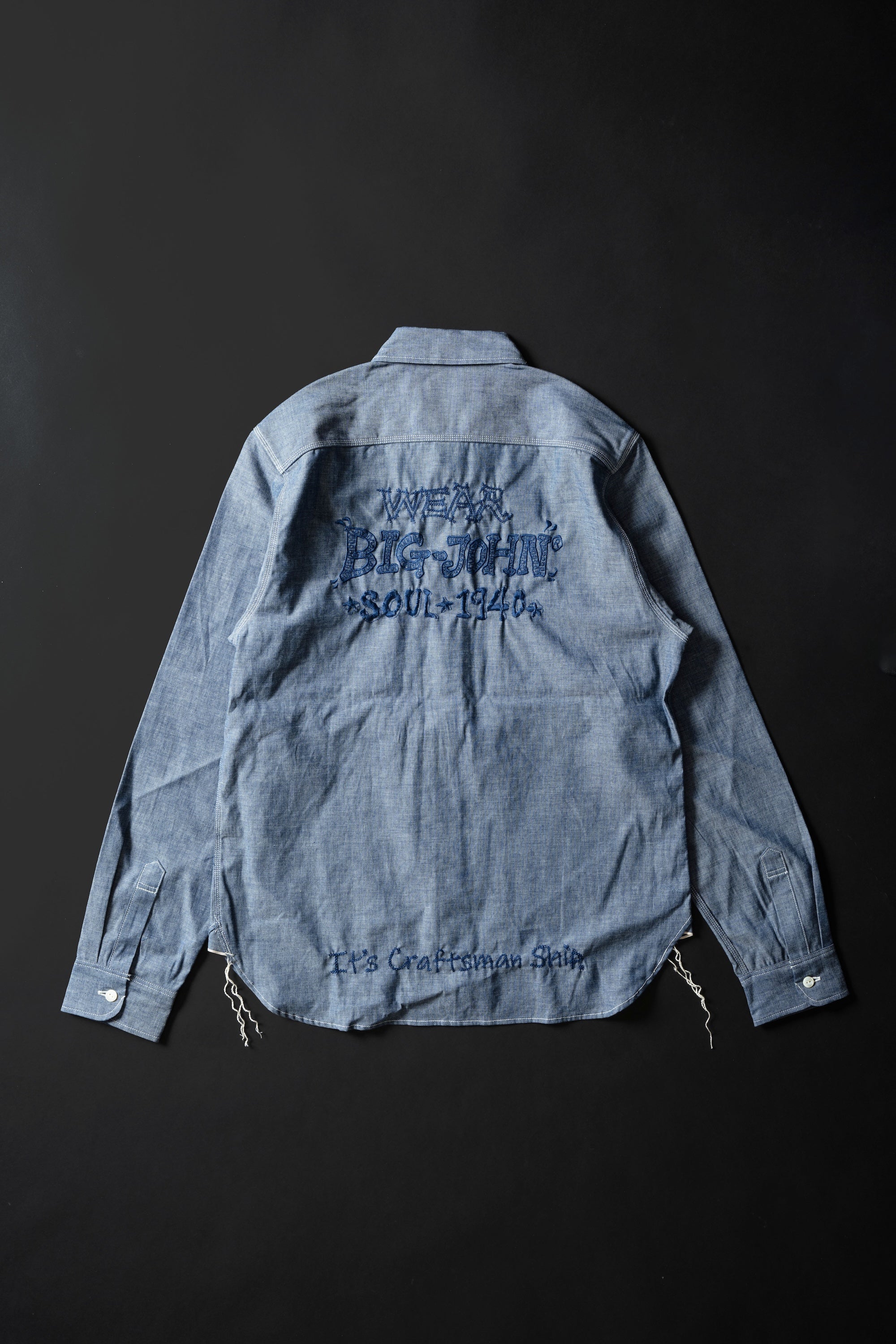 MS003R (01EB) Selvedge Chambray Shirt | Navy Emb