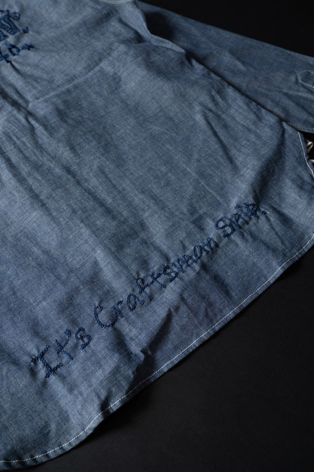 MS003R (01EB) Selvedge Chambray Shirt | Navy Emb