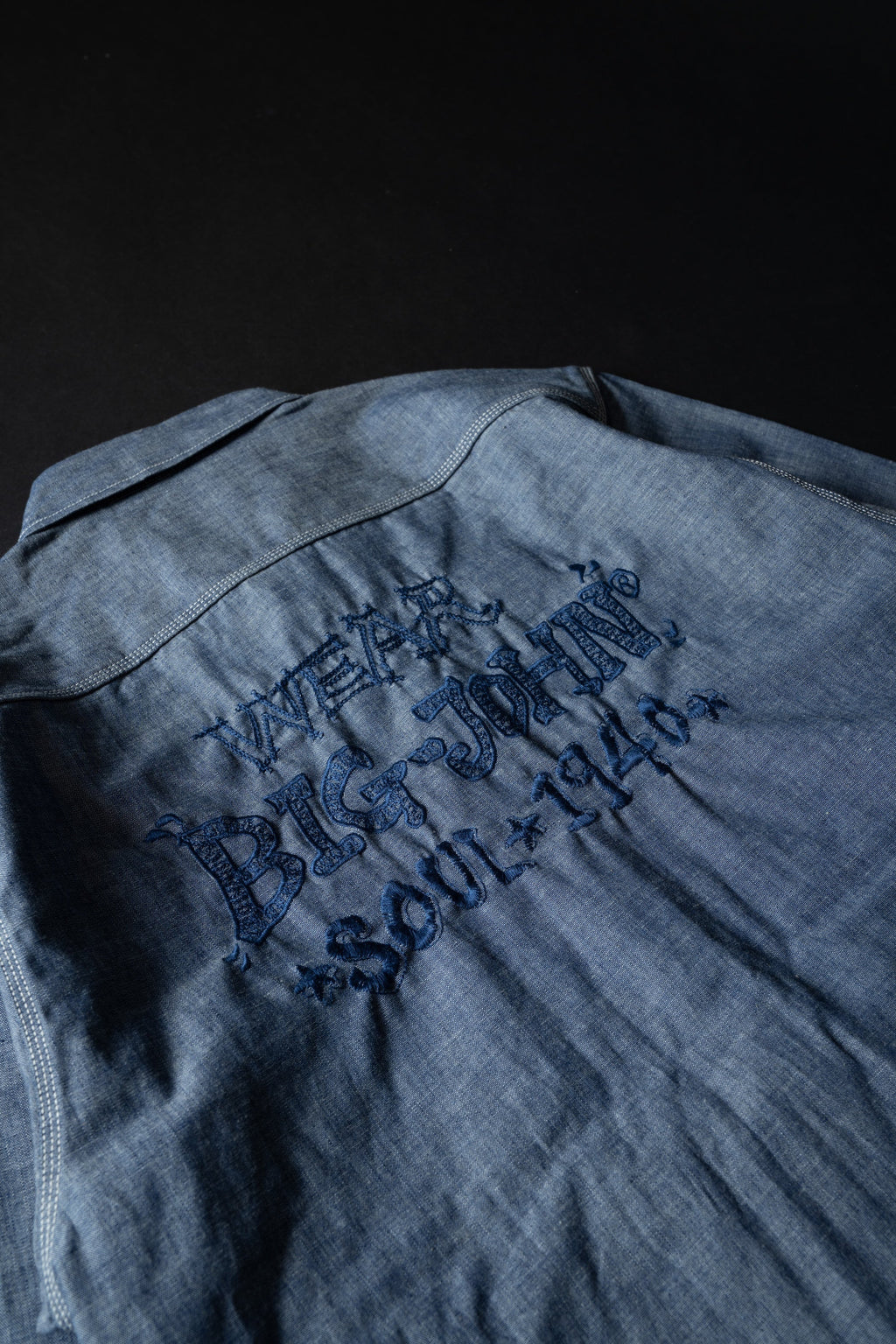 MS003R (01EB) Selvedge Chambray Shirt | Navy Emb