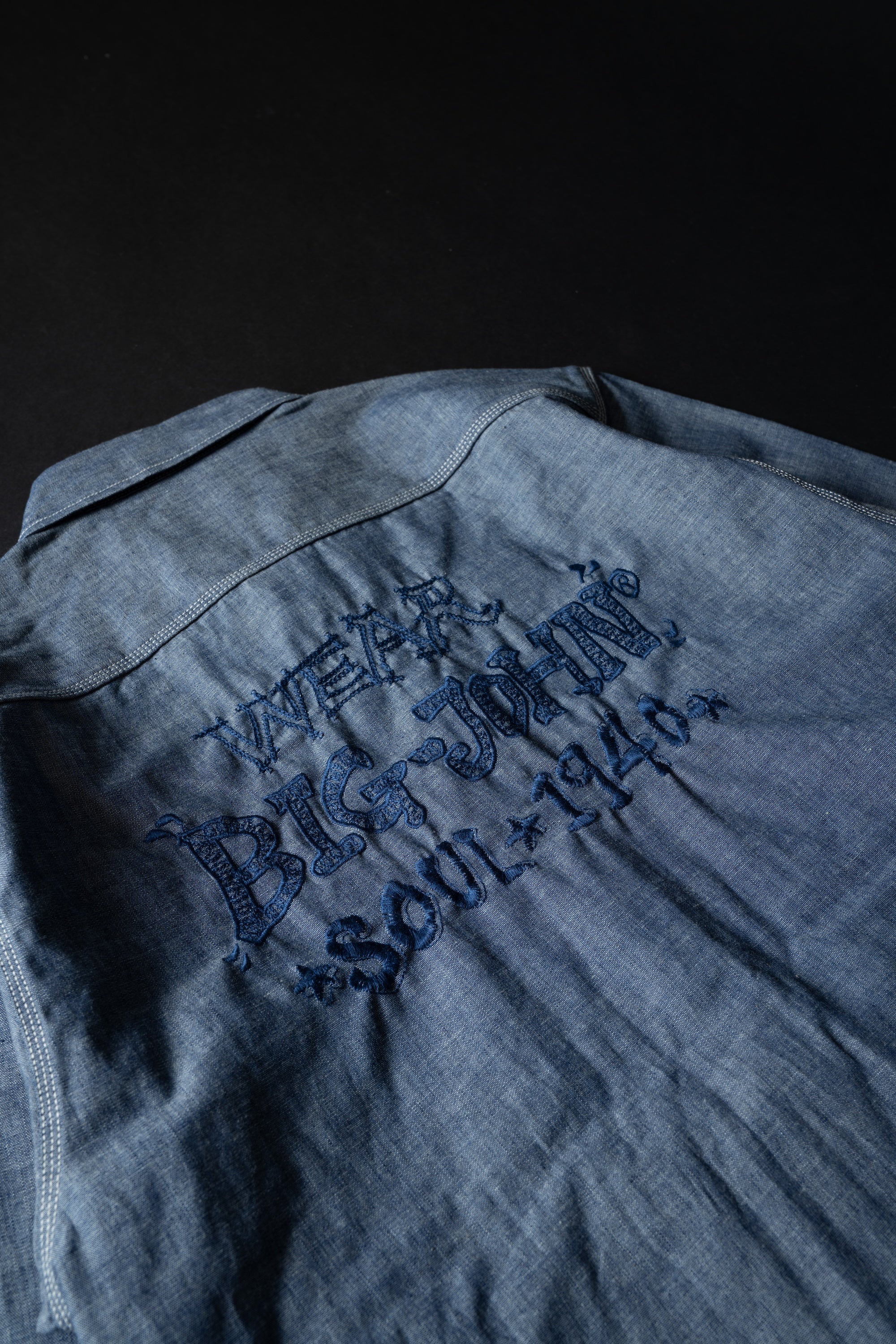 MS003R (01EB) Selvedge Chambray Shirt | Navy Emb