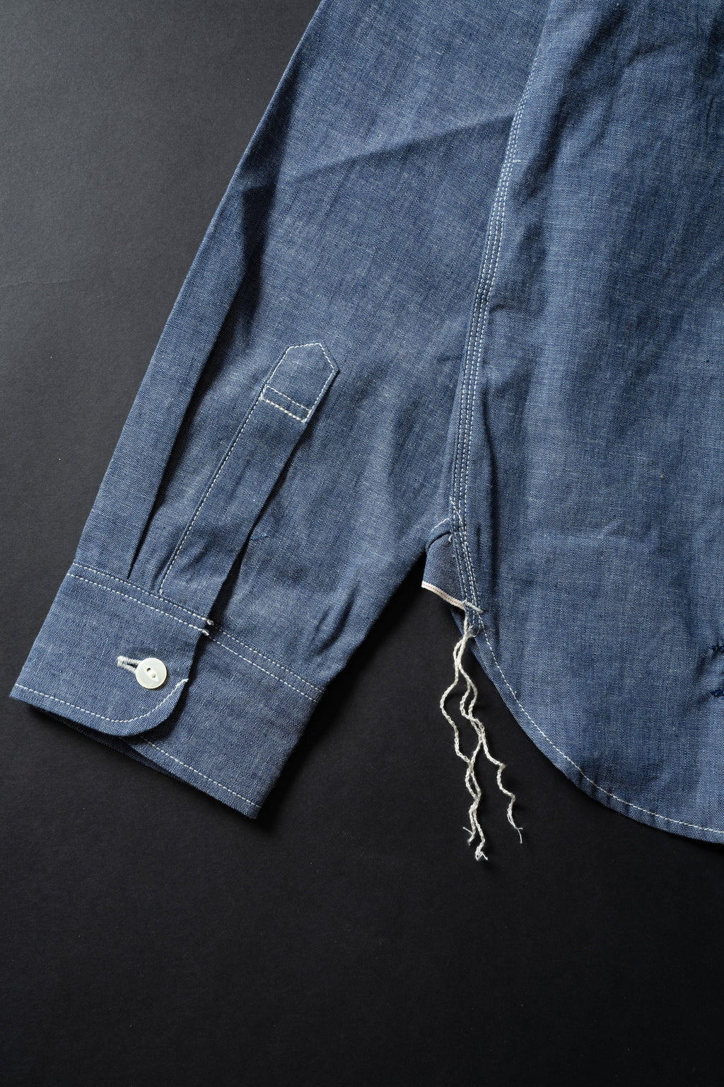 MS003R (01EB) Selvedge Chambray Shirt | Navy Emb