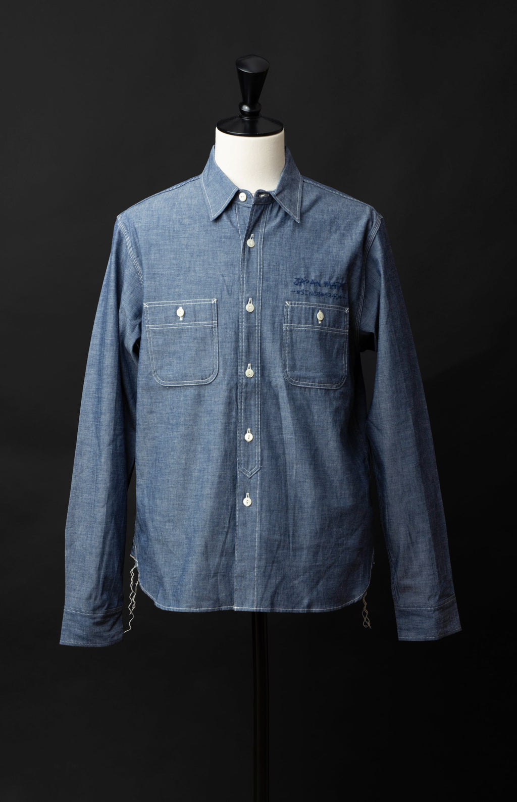 MS003R (01EB) Selvedge Chambray Shirt | Navy Emb