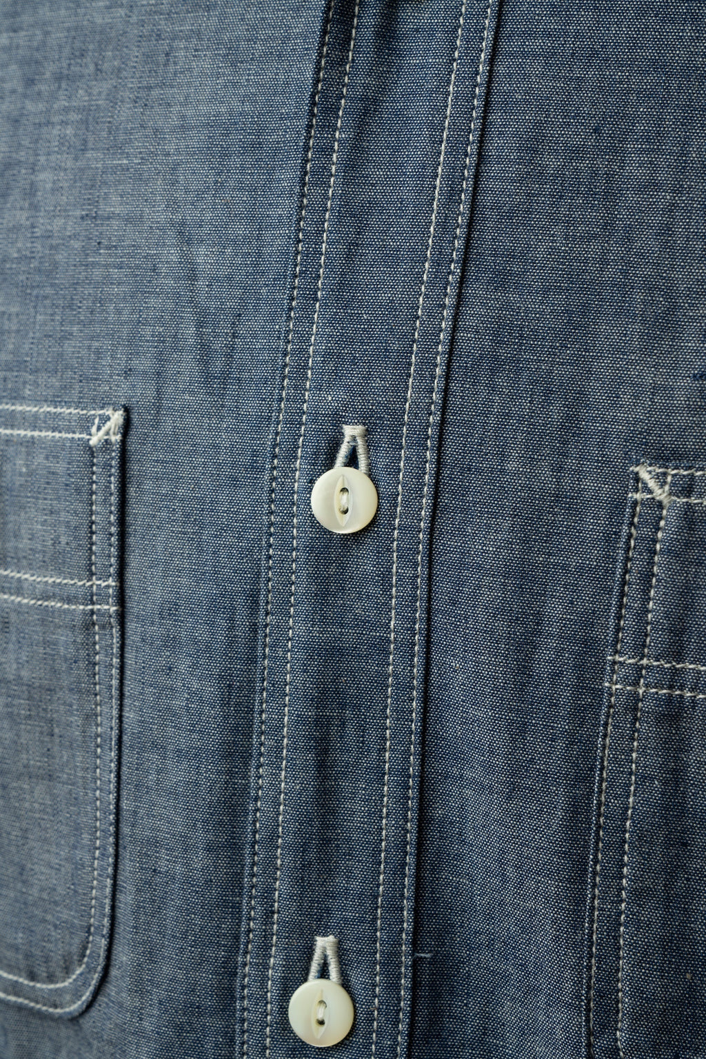 MS003R (01EB) Selvedge Chambray Shirt | Navy Emb
