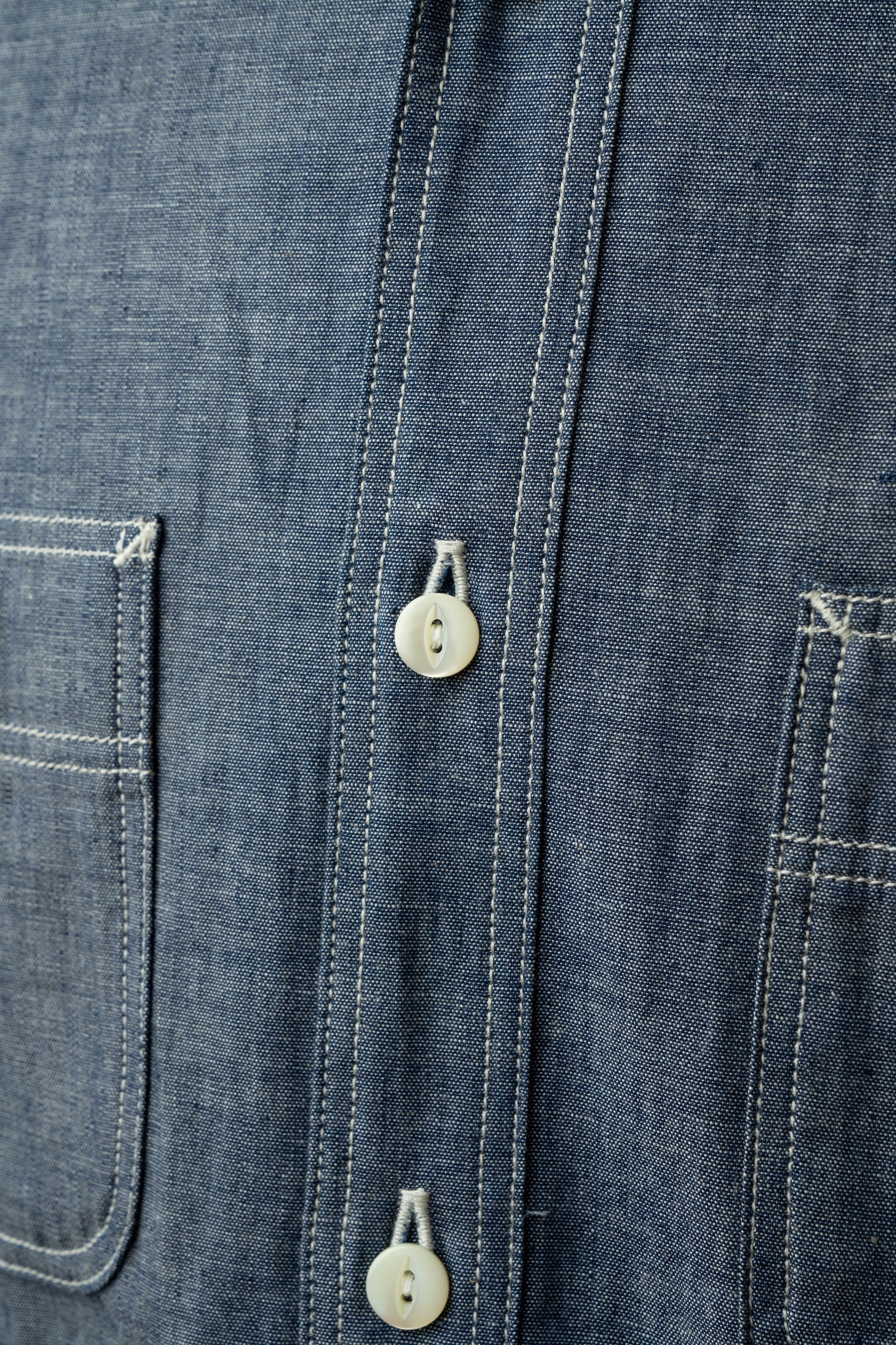 MS003R (01EB) Selvedge Chambray Shirt | Navy Emb