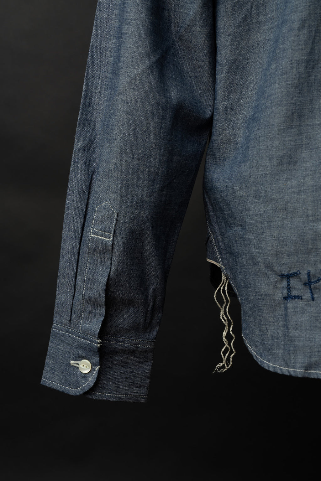 MS003R (01EB) Selvedge Chambray Shirt | Navy Emb