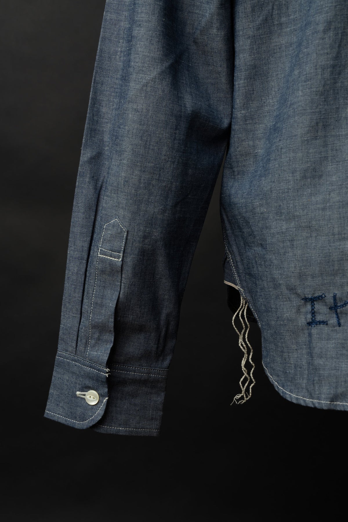 MS003R (01EB) Selvedge Chambray Shirt | Navy Emb